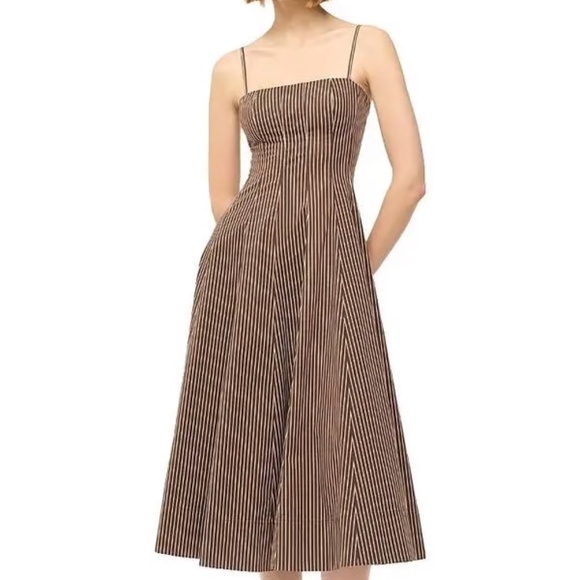 STAUD Wylie Striped Midi Dress - Dark Oak Micro Stripe. Excellent condition. Sz4 - Picture 3 of 10